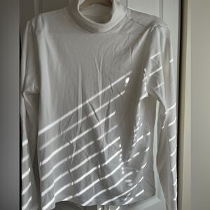 LL Bean Womens Supima Cotton Turtleneck White Long Sleeve Shirt Large Regular